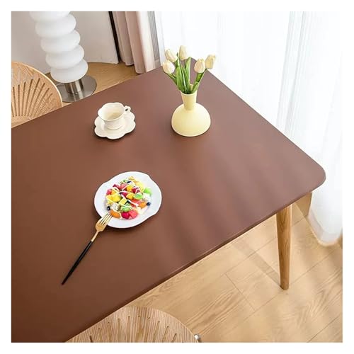 Tischdecke Einfarbige Tischdecke aus PU-Leder, fixierbare elastische Tischdecke, wasserdicht, rund, quadratisch, individueller Tischschutz(Brown,60x120cm) von SUBLXPoten