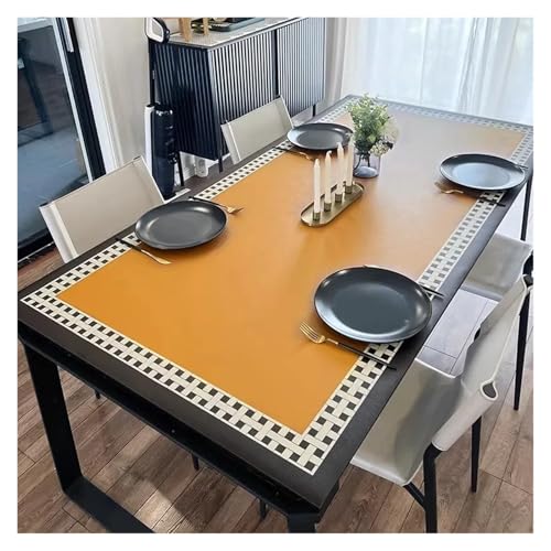 Tischdecke Esstisch Matte Restaurant Home Dekoration Tischdecke PVC Leder Wasserdicht Öl-beständig Pad(FQ520-ZDZJ,90x180cm) von SUBLXPoten