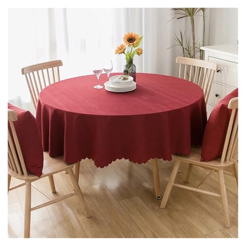 Tischdecke Große runde Tischdecke, Wasser- und ölbeständig, einfarbige Tischdecke aus Baumwolle und Leinen(HS-02,100cm) von SUBLXPoten