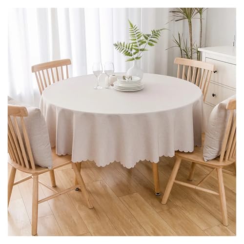 Tischdecke Große runde Tischdecke, Wasser- und ölbeständig, einfarbige Tischdecke aus Baumwolle und Leinen(JM-03,160cm) von SUBLXPoten
