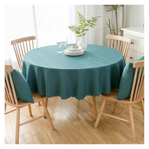 Tischdecke Große runde Tischdecke, Wasser- und ölbeständig, einfarbige Tischdecke aus Baumwolle und Leinen(KQ-04,180cm) von SUBLXPoten