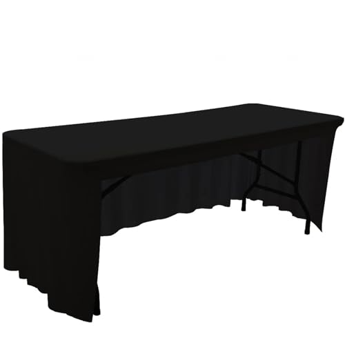 Tischdecke Hochzeitstischdecke, Tischrock, Hotelbankett, quadratisch, 1,8 m, elastische Tischdecke, weiß, schwarz, einfarbige Tischdecke(Black,5FT 152x76cm) von SUBLXPoten