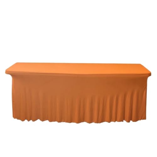 Tischdecke Stretch-Rechteck-Tischdecke, Tischröcke, lange Tische, waschbar, knitterfrei, Tischdecken, 1,8 m, 1,2 m, 2,4 m, Spanntisch(Orange,183 x 76 x 76cm) von SUBLXPoten