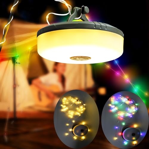 Camping Lichterkette Aufrollbar mit 10m led lichterkette,8 Leuchtmodis Tragbare camping lichterkette, IP44 wasserdicht, USB-ladbar Campingleuchte lichterkette von SUBOSI