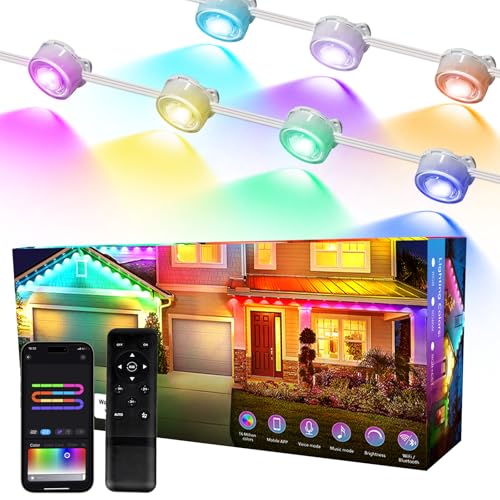 WIFI 15M RGBIC Permanente Lichterkette Außen, DC36V Einbaustrahler Mit 36 Leds Kompatibel mit Alexa/Google Home,IP67 Wasserdicht Outdoor LED Strip Außenleuchten Wandleuchten Dimmbar Innenbeleuchtung von SUBOSI