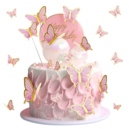 SUBTAVIK 30 Stück Glitzer 3D-Schmetterlings-Cupcake-Topper, Gemischte Größe, Rosa Kuchendekorationen für Geburtstagstorte, Hochzeitsfeier SUBTAVIK 30 Stück Glitzer 3D-Schmetterlings-Cupcake-Topper, Gemischte Größe, Rosa Kuchendekorationen für Geburtstagstorte, Hochzeitsfeier von SUBTAVIK