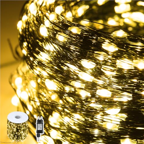 SUBTLETY 120m Grün Kupferdraht Lichterkette 1200 LEDs Weihnachtsbeleuchtung mit 8 Leuchtmodi Wasserdichte IP44 Lichtstränge für Garten & Balkon Lichterketten für Weihnachten Ostern Halloween Hochzeit von SUBTLETY