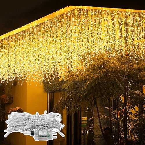 SUBTLETY 15m Lichterkette Außen 600 LEDs Weihnachtsbeleuchtung mit 8 Leuchtmodi Wasserdichte IP44 Lichtstränge für Garten & Balkon Lichterketten für Weihnachten Ostern Halloween Hochzeit (Eiszapfen) von SUBTLETY