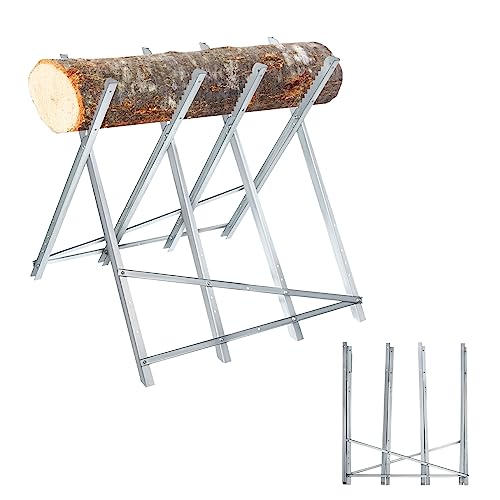 SUBTLETY Sägebock Metall Klappbarer Sägeständer 83x83x79cm Holzschneidebock Sägehilfe Garten Holzsägebock Sägegestell Kettensägebock Holzbock Kettensägen Handsägen Tragfähigkeit bis 100kg von SUBTLETY