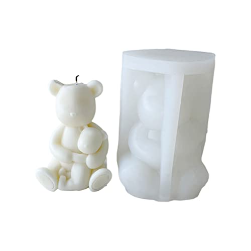 SUCHUANGUANG Bären-Kerzenformen zur Kerzenherstellung, Bären-Epoxidform zum Gießen von Therapiekerzen, 3D-Eltern-Kind-Bären-Ornamentform aus Silikon von SUCHUANGUANG