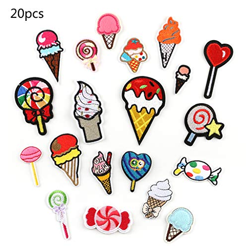 SUCHUANGUANG Stickerei-Applikationen mit Cartoon-Motiv „Lolp Ice Cream“, zum Aufbügeln/Aufnähen, 20 Stück von SUCHUANGUANG