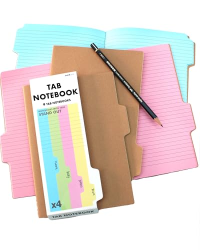 Suck UK Register-notizbücher A5 | Tab Notebook & Journal | Bürozubehör & Schulzubehör | Rosa, Blaues, Grünes & Gelbes A5 Notepad | Neue Organisationstab-funktion | Set Mit 4 Notizbüchern von SUCK UK