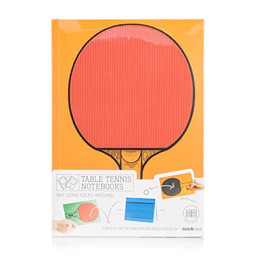 SUCK UK Tischtennis Notebooks Set mit 2 Schlägern und 1 Netz Notizhefte Schreibhefte Tagebuch Ping-Pong Tischtennisschläger Tischtennisnetz Notizbücher Gummi-Schlagfläche von SUCK UK