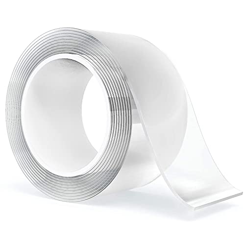 SUIXI Nano Transparentes Klebeband, Extra Starkes Doppelseitiges Klebeband, Double Sided Tape für Foto Wand, Küche, Zuhause, Auto oder Outdoor (Länge 5M Breite 5cm Dicke 2mm) von SUIXI