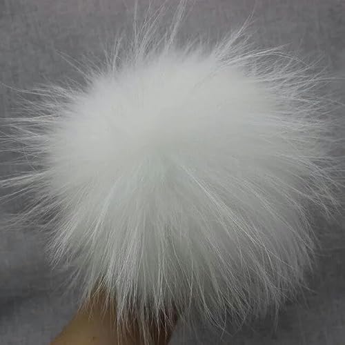 4 Stück 13–15 cm große, bunte, flauschige Echtpelz-Fuchs-Pompons mit Knopf, DIY-Poms-Bälle, natürliche Fell-Pompons für Hüte, Mützen, Schuhe mit Band von SUKORI