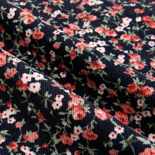 SUKORI 100/200cmX150cm Cordstoff Kleines florales Damenbekleidungsmaterial bedruckter Cord-Nylon-Polyester-Stoff DIY handgemachtes Nähen von SUKORI