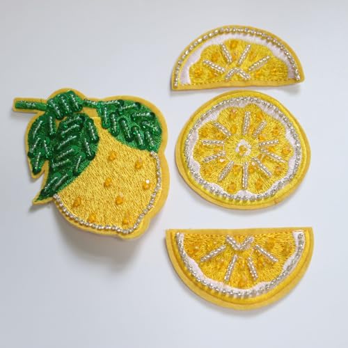 SUKORI 4 Teile/Satz früchte Zitrone Pailletten perlen Patches für Kleidung DIY Strass Nähen auf Bestickt Patch Stickerei Applique von SUKORI