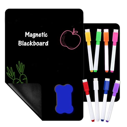 SULIVES Magnettafel für Kühlschrank - Vielseitige Magnetkreidetafel, ideal für Kühlschrankmagnete, leicht zu reinigende Oberfläche, inklusive Markern & Radiergummi - Perfekte magnetische Pinnwand für von SULIVES