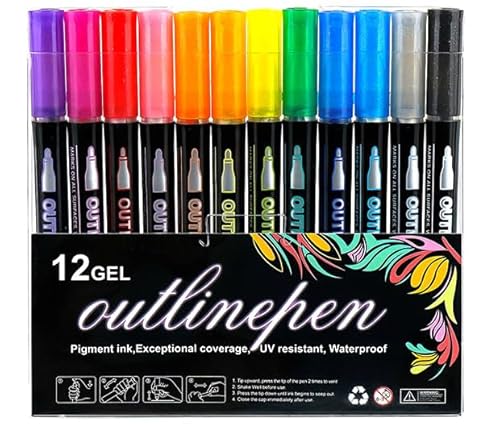 SULOLI 12 Farben Acrylstifte mit Doppelspitze,Acrylic Paint Lackstift,Wasserfest Paint Marker Stifte für DIY Kunsthandwerk,Glas, Steine, Holz Deko von SULOLI