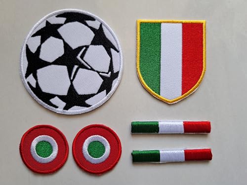 SUMA SHOP - Aufnäher Italien Scudetto, Kokarda Flaggen, gestickter Aufnäher zum Aufbügeln, Wappen Logo, kompatibel mit allen Arten von Kleidung, 6 Stück von SUMA SHOP