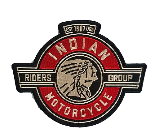 SUMA SHOP - Aufnäher, Indian Motorcycle, Indian Motorcycles, Indian Motorcycles Accessories, gestickter Aufnäher, rot, 28 x 22 cm von SUMA SHOP