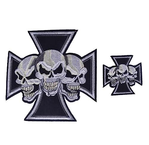 Set mit 2 Patches zum Aufbügeln, Totenkopf, Rock Punk, bestickter Aufnäher zum Aufnähen und Aufnähen für Jean Jacken Kleidung Taschen Schuhe Hüte, für Kinder Erwachsene von SUMA SHOP