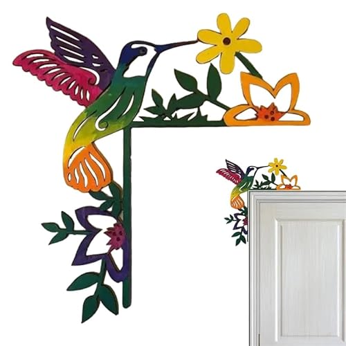 SUMKTO Hand bemalter Tür-Topper, Kolibri Türrahmen Eck Dekoration, Blumen-Tür-Sitter-Silhouette, Eck-Türrahmen-Dekor, kreativer Türrahmen-Topper, Türrahmen-Wand-Kunst-Dekor von SUMKTO