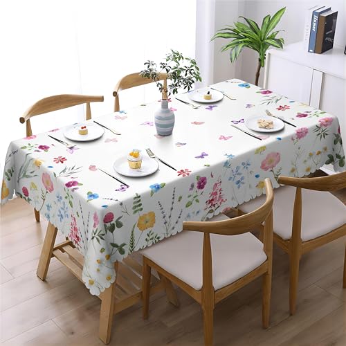 Rechteckige Tischdecke Blumen Schmetterlinge Tischdecke Polyester wasserdicht Flecken faltenfrei, Blätter Tischdecke für zu Hause Küche Essparty Terrasse Innenbereich Außenbereich 110x140cm von SUMLAND