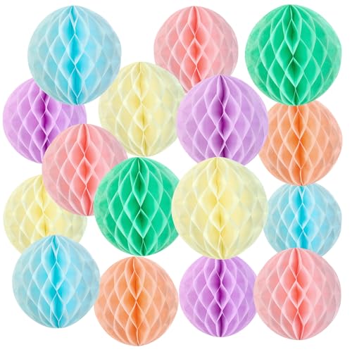 SUNBEAUTY 16 Stück 20 Cm Seidenpapier Honeycomb Balls Hängende Wabenbälle Bunt Party Dekoration für Hochzeit Geburtstag Party von SUNBEAUTY