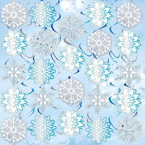 SUNBEAUTY 36 Stück Schneeflocken Hängende Wirbel Dekorationen Weihnachten Schneeflocke Deko Frozen Party Spiralen Decke Deko Winter Wunderland Geburtstag Party Supplies für Winter Urlaub Wunderland von SUNBEAUTY