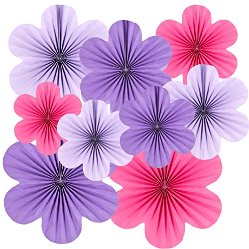 SUNBEAUTY 9 Stück Papier Fächer Dekoration Hanging Girlande Blau Hellviolett Orange Blumen Papierfächer Party Deko für Hochzeit Geburtstag Tea Party Tischdeko Classroom Baby Shower Backdrop Garland von SUNBEAUTY