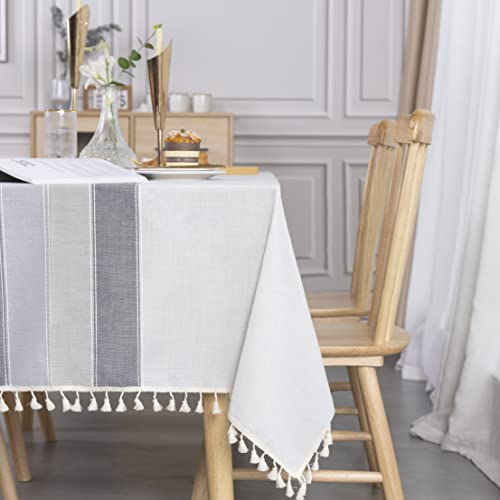 SUNBEAUTY Abwaschbare Tischdecke Baumwolle Leinen Abwaschbar Tischtuch Elegant Tischwäsche 140x180 cm Leinentischdecke für Home Küche Speisetisch Dekoration von SUNBEAUTY