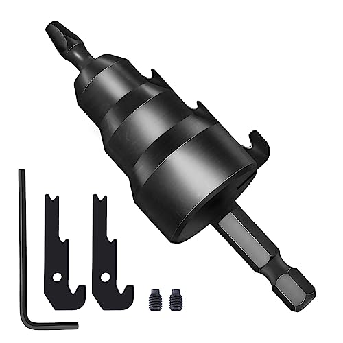 SUNERLORY Power-Rohrreibahlen-Werkzeugsatz, Rohrreibahlenwerkzeug mit Innensechskantschlüssel und 2 Reibahlen-Ersatzklingen und 1 Nr. 2-Vierkantbohrer, anwendbar für 1/2'', 3/4'' und 1 Zoll Rohrrohre von SUNERLORY