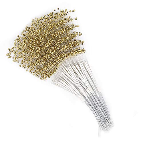 Perlenkette Zum Basteln von Perlen, 100 Stück Perlenstäbchen, Tragbare Bauchmuskeln, DIY-Hochzeitsparty-Dekorationszubehör, Hochzeit, Brautstrauß, Künstliche Perlen, (Gold) von SUNFECILI