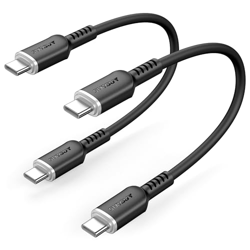 SUNGUY USB C auf USB C Kabel Silikon, 2x 0.3M 100W 5A USB C Schnellladekabel kompatibel mit iPhone 15 Pro Max, Galaxy S24, P20 P30, MacBook Pro 2020, iPad Pro, iPad Air, Pixel,Lötkolben-Schwarz von SUNGUY