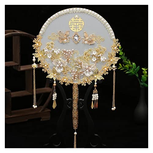 SUNMME Perlen Chinesische Braut Hand Bouquet Fan Typ Handgemachte Blumen Perlen Metall Runde Hochzeit Accessorie von SUNMME