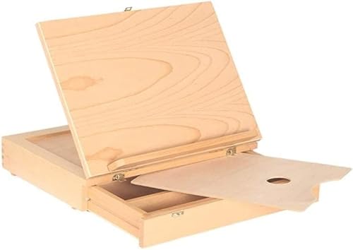 SUNMME Staffelei-Tisch-Skizzenkasten, Buchenholz, tragbar, mit Schubladen und Palette, perfekt für Künstleranfänger, Studenten, Kinder, 43–70 cm (a) von SUNMME