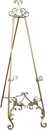 SUNMME Staffeleiständer, 150 cm hoch, leicht, verstellbar, für die Präsentation von Gemälden, Hochzeitsschildern und Postern, schwarzer Metallboden – einfach zusammenklappbar (schwarz 150 cm) (Gold von SUNMME