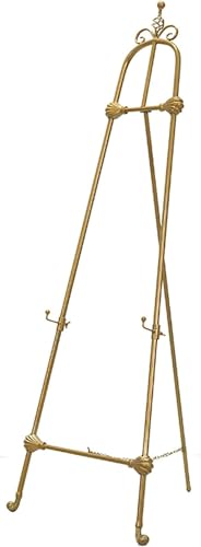 Staffeleiständer, Gemäldehalter, tragbar, für Atelierkunst, mit verstellbarer hinterer Strebenkette, für Displays, Ausstellungen, Zeichnungen, Skizzieren, Hochzeiten, Kunst und Handwerk. (Gold, 120 cm von SUNMME