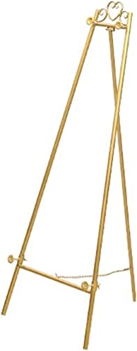 Staffeleiständer für Hochzeitsplakathalter, zusammenklappbar, tragbar, Metall, A-Rahmen, Malen und Skizzieren, höhenverstellbar, Stativ, 135 cm hoch (Gold, 135 cm) von SUNMME