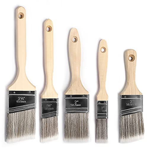 Pinsel 5 Pack, Professionelle Weiche Malerpinsel mit Holzgriff, Pinselset für Möbel, Wandmalerei, Tür Innen- und Außendekoration von SUNNEY