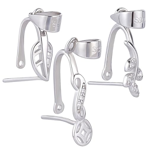 SUNNYCLUE 1 BOX 3 STK. 925 Sterling Silber Anhängerverschluss Klemmbügel Metall Blattförmige Schnappösen Haken Verbindungsstücke Charms Clips Anhänger Verschlüsse Für Schmuckherstellung Zubehör Armbän von SUNNYCLUE