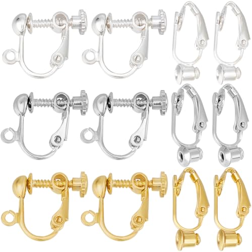 SUNNYCLUE 1 Box 36 STK. Messing Ohrring Konverter Clip Verschlüsse Beschläge Gold/Silber Clip On Ohrring Komponenten Ohrclips Nicht Durchbohrte Konverter Für Die Schmuckherstellung Zubehör Frauen DIY von SUNNYCLUE