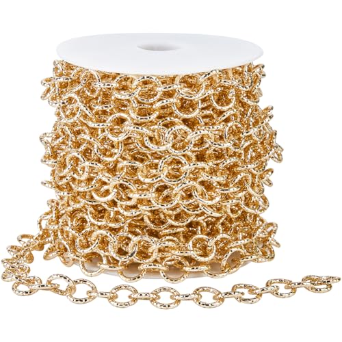 SUNNYCLUE 1 Box 10 m 11.5x2mm Gold Rolo Kette Schmuck Belcher Kette Bulk Aluminium Strukturierte Gelötete Ketten Set Mit Spule Ungeschweißte Runde Gliederketten Für Schmuckherstellungs Kits Halsketten von SUNNYCLUE