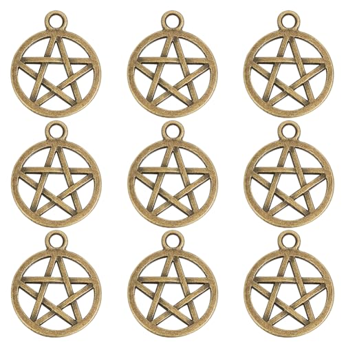 SUNNYCLUE 1 Box 100 Stück Pentagramm Stern Charms Pentagramm Stern Charms Hexen Charms Große Hexen Charms Schutz Glücksbringer Vintage Pentagramm Charms Für Die Schmuckherstellung Charms DIY Ohrringe von SUNNYCLUE