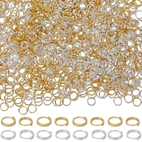 SUNNYCLUE 1 Box 1000 Stück 5 mm Schmuck Spaltringe Kleine Schlüsselringe Großpackung Mit Doppelschlaufen Gold/Silber Mini Verbinder Messing Biegering Für Schmuckherstellungszubehör DIY Halsketten Armb von SUNNYCLUE