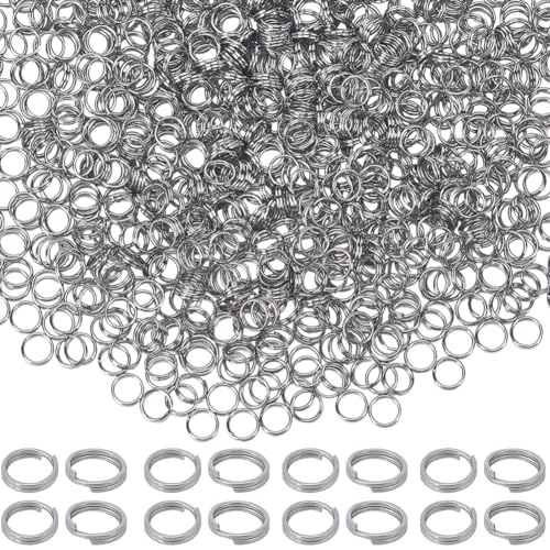 SUNNYCLUE 1 Box 1000 Stück 5 mm Silberne Biegeringe Aus Edelstahl Spaltringe In Großpackung Doppelschlaufen Runde Kleine Metallringe Verbindungsstücke Für Schmuckherstellungszubehör DIY Halsketten Arm von SUNNYCLUE