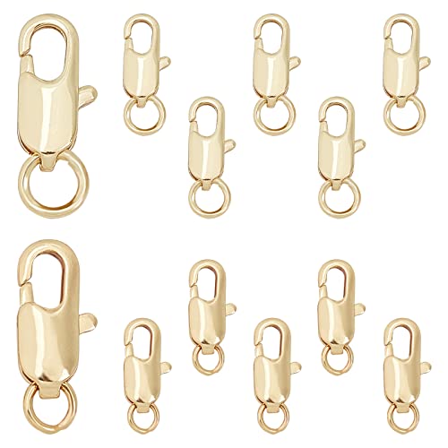 SUNNYCLUE 1 Box 12 Stück 2 Größen 18 Karat Vergoldet Karabinerverschluss Mit Offenem Biegering Halskette Karabiner Schmuckzubehör Für Anfänger DIY Halskette Schmuckherstellung Zubehör Golden von SUNNYCLUE