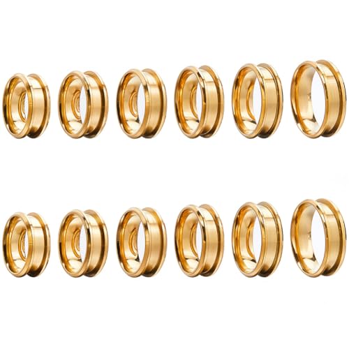 SUNNYCLUE 1 Box 12 Stück gerillte Ringrohlinge Ringkerne goldene Edelstahl-Inlay-Ring-Rohlinge US-Größe 7/8/9/10/11/12 Fingerring-Inlay-Ring-Rohlinge für Männer und Frauen, Schmuckherstellungs-Kits SUNNYCLUE 1 Box 12 Stück gerillte Ringrohlinge Ringkerne goldene Edelstahl-Inlay-Ring-Rohlinge US-Größe 7/8/9/10/11/12 Fingerring-Inlay-Ring-Rohlinge für Männer und Frauen, Schmuckherstellungs-Kits von SUNNYCLUE