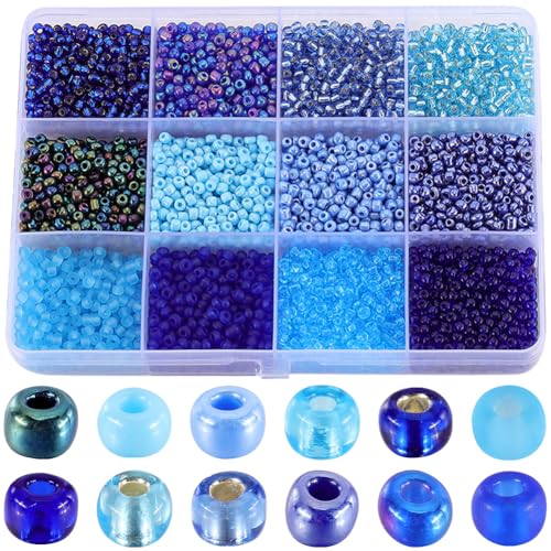 SUNNYCLUE 1 Box 156 g Glasperlen 3 mm 8/0 Armband Rocailles Perlen Runde Rocailles Perlen Blaue Mini Glasperlen Abstandshalter Lose Perlen Kleine Glasperlen Zur Schmuckherstellung DIY Ohrringe Armbänd von SUNNYCLUE